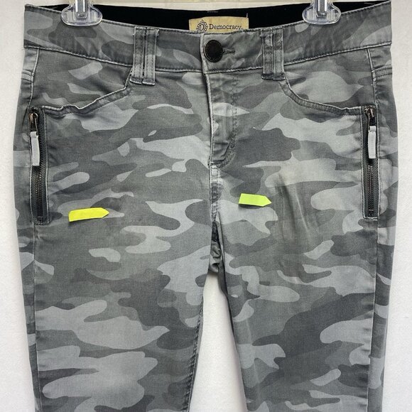DEMOCRACY Ab Technology Camouflage Mid-Rise Skinny Pants Women Sz 6 Gray Stretch - Picture 2 of 16